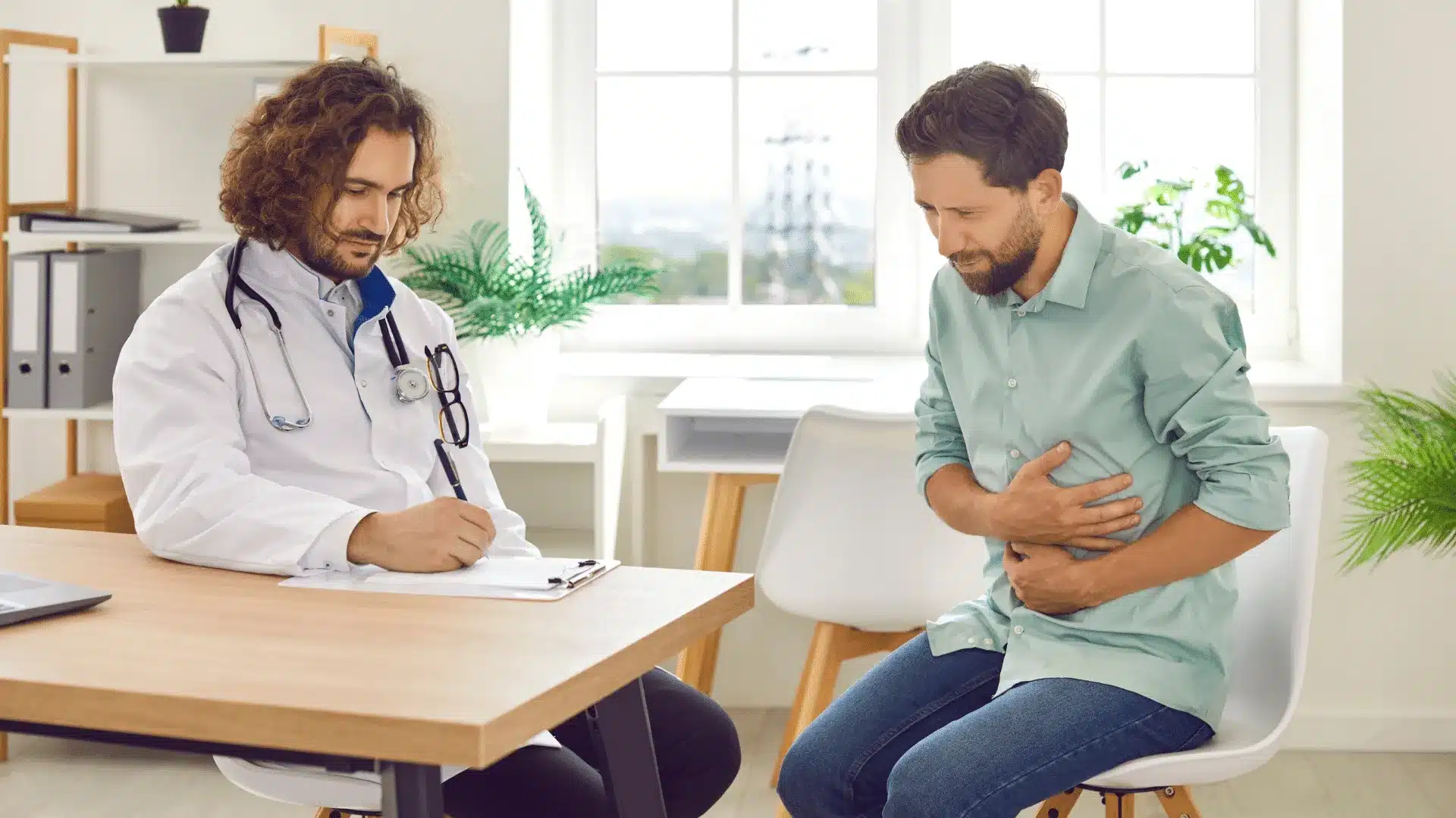 Patient receiving care for stomach problems and digestive disorders